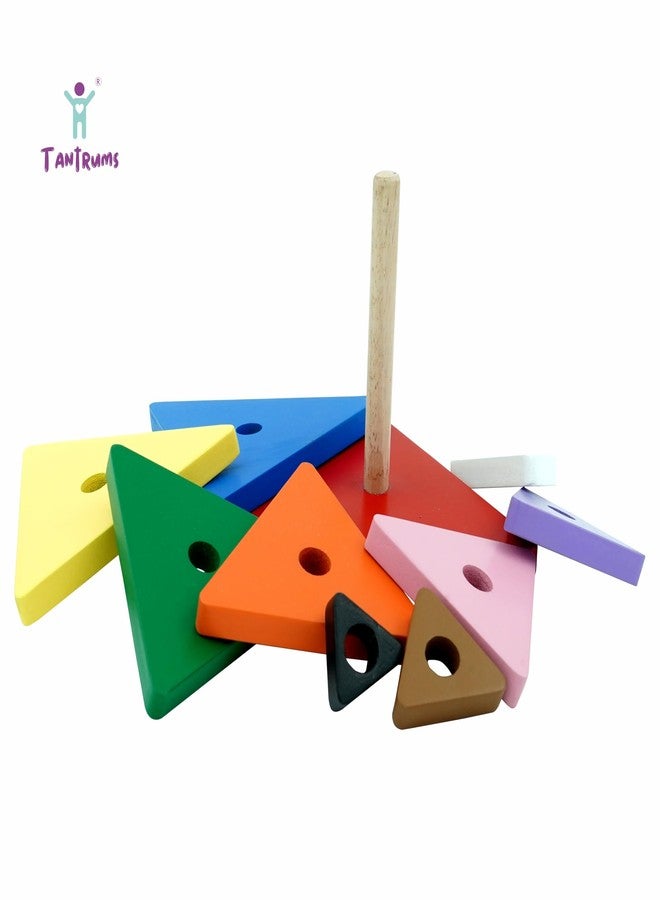 Tantrums Preschool Wooden Graded Tower Puzzle for Kids to Develop Eye Coordination,Fun Learning Toy Stacking Plugging and Sorting Toys,Puzzle for Concentration(Multicolour Single)(Triangle),10 Pcs - Image 5